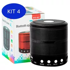 Kit 4 Caixa De Som Portátil Mini Com Bluetooth Preta - Ws887