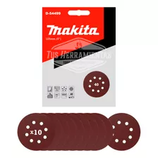 10 Discos Lija Con Velcro 125mm (5) Grano 40 Makita D-54499