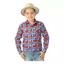 Camisa Popeline Infantil Manga Longa Festa Junina Masculina