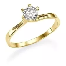 Anel Ouro 18k Noivado Solitário Casamento Diamante 15 Pontos