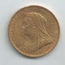 Moeda Ouro Libra 1893 Rainha Vitória Old 22k 7,9g