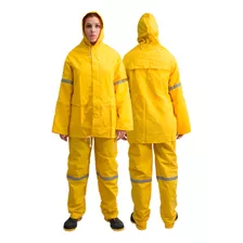 Impermeable 2 Piezas Reflejante Chamarra Pantalón Amarillo