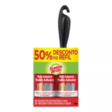 Pack Rolo Adesivo Tira Pelos Scotch-brite 100mm X 3,1m 21 Folhas 2 Unidades Grátis 50% Desconto No Refil