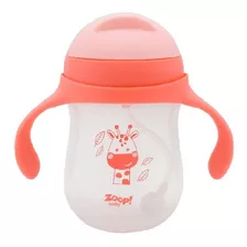 Copo De Treinamento Canudo C/ Alça 280ml Infantil Bebê Rosa Girafa