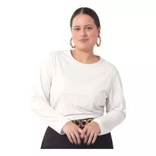 Blusa Manga Longa Aveludada Plus Size Lunender