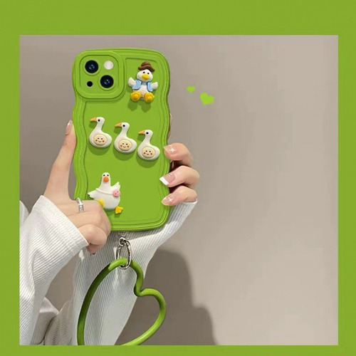 Funda For Mvil Pato Tridimensional Verde Mostaza Con Foto 2