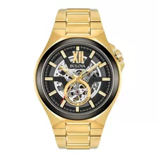 98a178 Reloj Bulova Mechanicals Hombre Dorado/negro