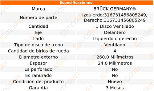 1_ Disco Ventilado Delantero Tornado L4 1.8l 03/19 Bruck Foto 3