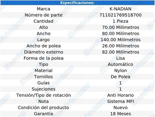 Tensor De Banda Pontiac Grand Prix V6 3.4l 91-96 K-nadian Foto 3