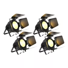 Kit Com 4 Led Par Cob 200w Branco Quente Frio Fresnel 200w 