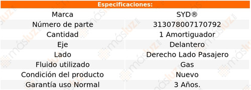 1- Amortiguador Gas Delantero Derecho Xl-7 2007/2009 Syd Foto 2