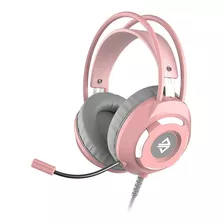 Headset Gamer Fone Ajazz Rosa Stream Jogos Ax120 Usb Luxo Cor Da Luz Branco