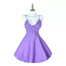 Vestido Corto Glitter Corte Princesa Antonella