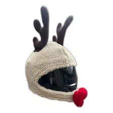 Casco Moto Funda De Peluche Navidad Reno Rodolfo