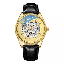 De Reloj Mecánico Esqueleto De Cuero Chenxi