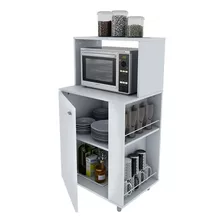 Mueble Microondas Vajillero Organizador Centro Estant Kp60 Color Blanco