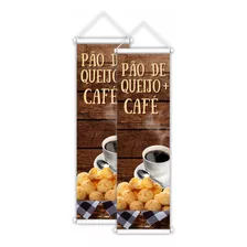 Kit 2 Banners Faixa Pão De Queijo + Café Divulgação Padaria