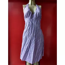 Vestido Feminino Frente Única Xadrez Roxo / Lilás - Tam G