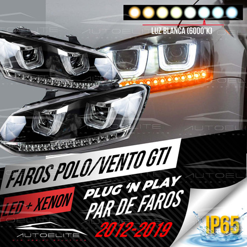 Faros Polo Gti Vento Led Drl Xenon Plug And Play U Style Foto 2