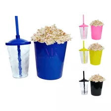 Kit Cinema 20 Balde Pipoca 1l+ Copos Twister 400 Ml Cristal