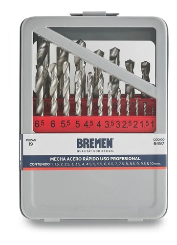 Juego Mechas Acero Rapido Bremen 19pz 1 A 10mm Francia Cod. 6497 Dgm