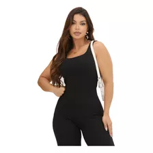 Macacão Feminino Canelado Justo Regata Moda Gringa Bodysuit