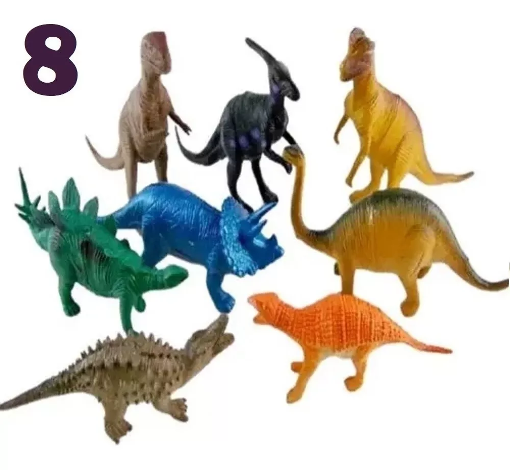 Dinossauro De Brinquedo Kit Coleção 8 Peças De Borracha 