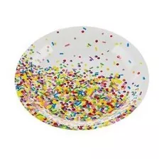 30 Unid - Prato Papel 18cm Confete Colorido