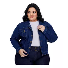 Jaqueta Feminina Com Lycra Plus Size Jeans Botões Elastano