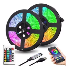 Cinta Led Rgb Luces Bluetooth Usb Tv Hogar Música 5 Mts