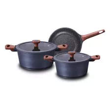 Conjunto De Panelas Cerâmica 3 Peças Fogão Indução Cooktop Cor Azul