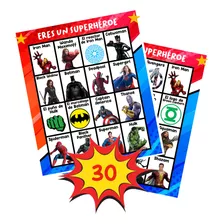 Loteria Superheroes Para Imprimir Digital. Dia Del Niño 30 