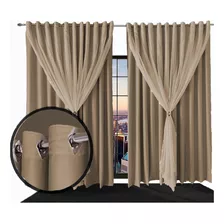 Cortinas Blackout 5,50x3,00 Apartamento Com Voal Bege