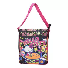 Bolsa Hello Kitty Burger Shop Estampado Negra Ruz Color Negro Color De La Correa De Hombro Rosa