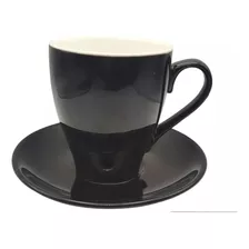 Set Barista De 4 Tazas Y 4 Platos Cafe Bicolor Especialidad 