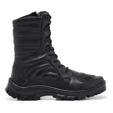 Coturno Bota Motoqueiro Ténis Militar Com Zíper Couro 30%off