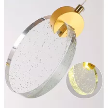 Pendente Lua De Cristal Vidro Com Bolhas - Dourado