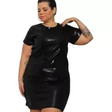 Vestido Bordado Em Paête Luxo Plus Size Com Manga