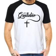 Camisa Camiseta Raglan Evangélica Gospel Gratidão