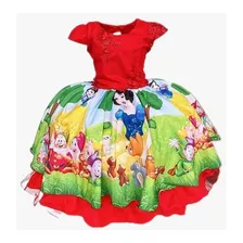 Vestido Juvenil Temático Branca De Neve Acomp Tiara Brinde