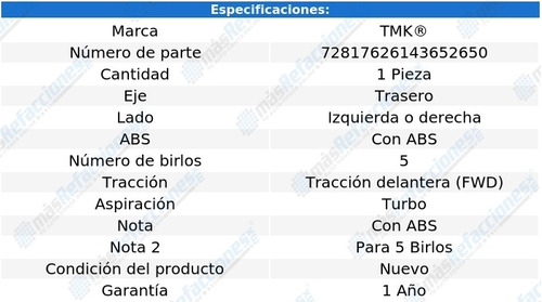 Maza Tras Izquierda O Derecha C70 5 Cil 2.3l 98 Al 02 Tmk Foto 2