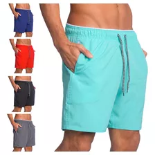 Kit 5 Short Masculino Tactel Elastano Bermuda Praia Treino