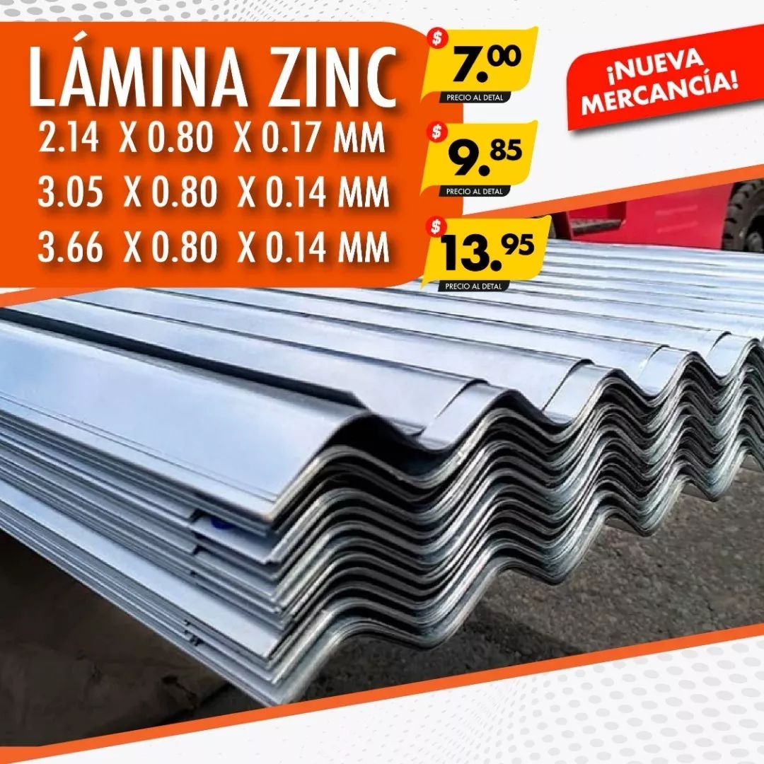 Laminas De Zinc Mapoca 3.66 X 0.80 X 0.14mm