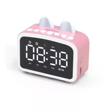 Reloj Despertador Kawai Gatito 5 En 1 Bluetooth C/ Luz Niñas