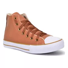 Tênis All Star Cano Alto Caramelo Couro Super Confortavel 