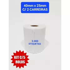 5 Rolos Etiquetas Couchê 40x25 Mm Mercado Envio Full