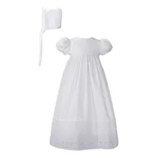 Vestido De Bautizo De Algodn Blanco Con Borde De Encaje Con