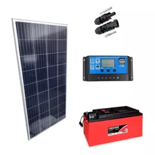 Kit Placa Solar 150w Controlador 10a Lcd Bateria 240ah