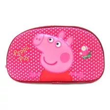 Cartuchera Dos 2 Cierres Peppa Pig Neoprene Flores Color Rosa