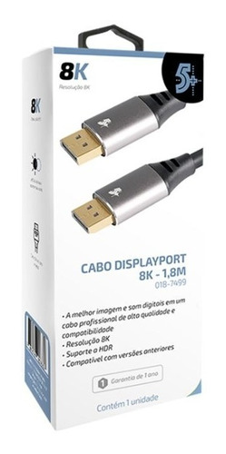 Cabo Displayport 8k Versão 1.4 1,80 Metros Top Ate 165hz